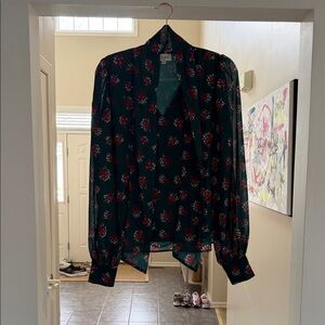 Floral Women's Top - Green and Red